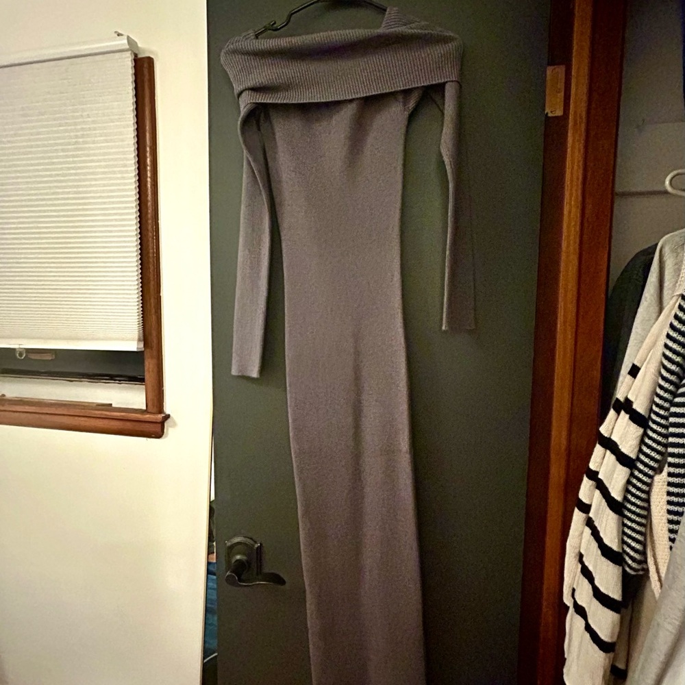 Elegant Gray Off-Shoulder Dress